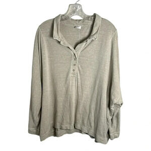 Poetry Cream Long Sleeve Hemp/Cotton Shirt Size 18